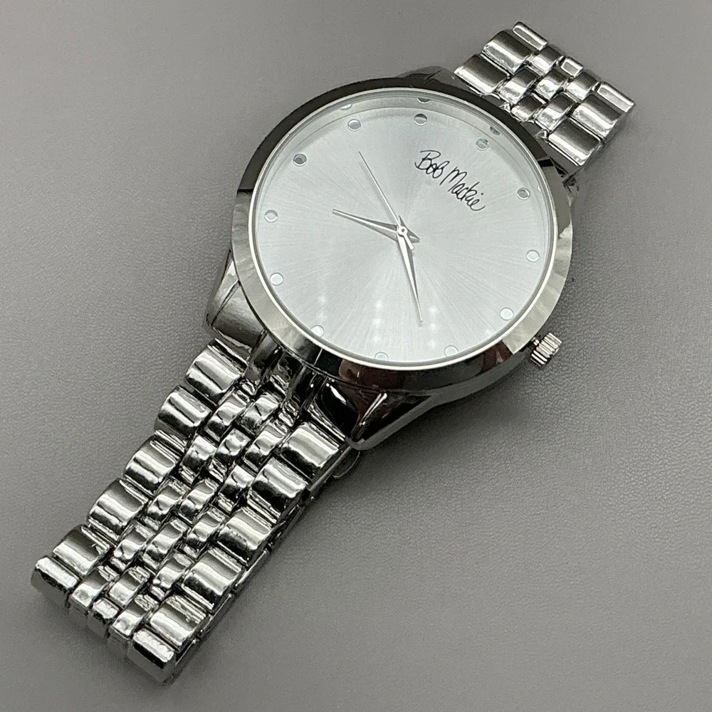 Bob Mackie Womens Watch Silver Dial Silver Tone Bracelet Quartz Analog BMS4010SS